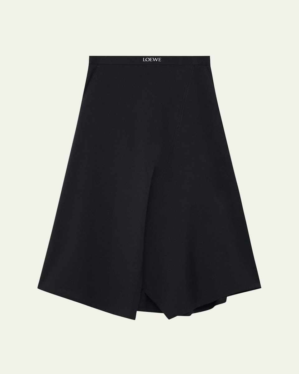 Asymmetric Logo Detail Midi Skirt